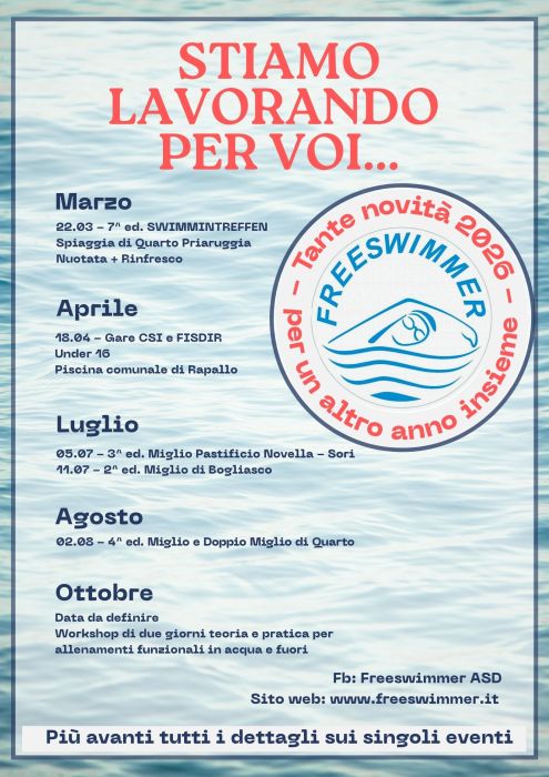 Tante novit&agrave; per un altro anno insieme: il calendario Freeswimmer 2026